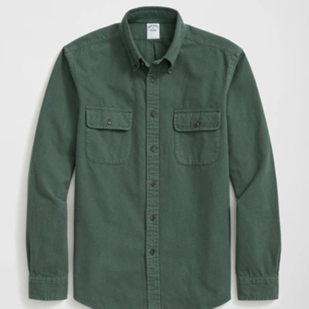 Brooks Brothers 1818 Green Cotton Flannel Shirt XXL Button Down NWT